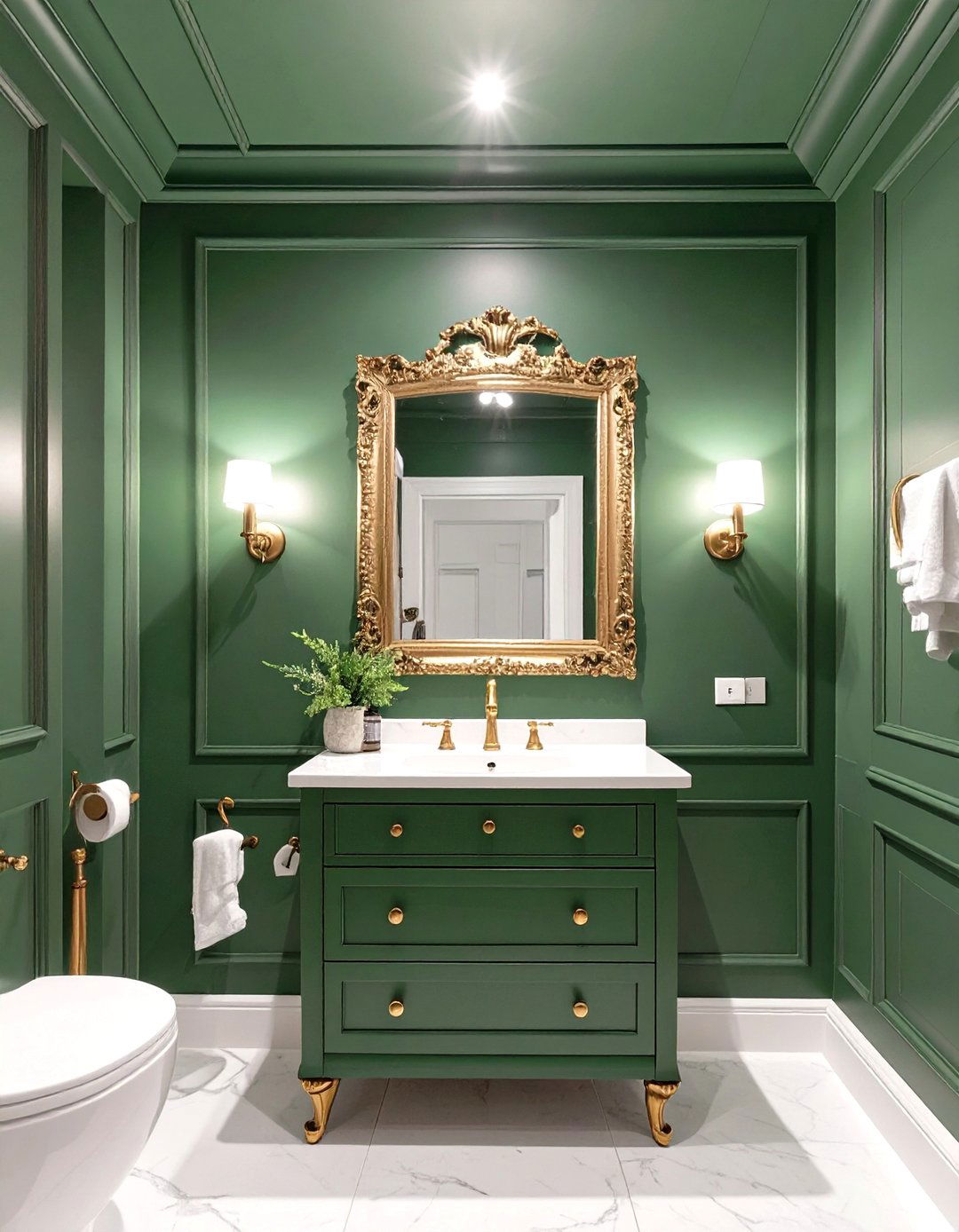 A Juniper Green Powder Room - 30 green interior design ideas