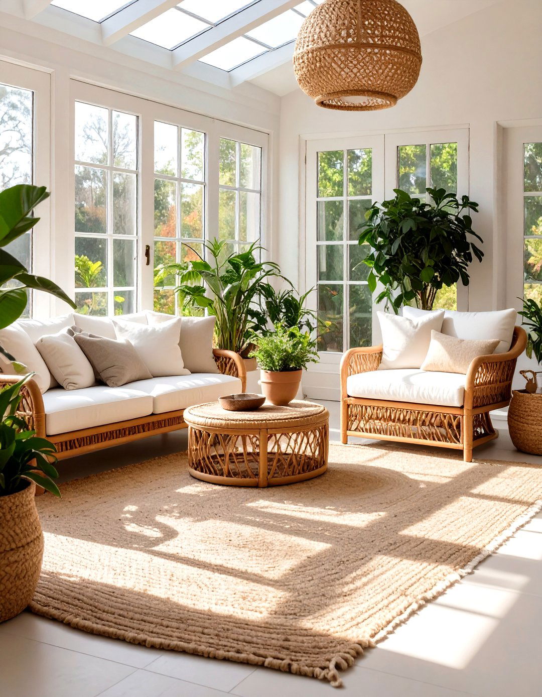 A Jute and Sisal Sunroom - 30 interior design with sustainable materials ideas