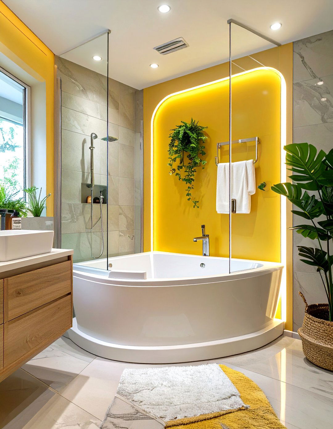 A K Shaped Tub for Extra Room - 30 bathtub shower combo ideas for small bathrooms
