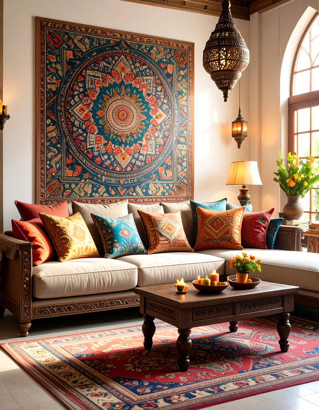 A Kalamkari Art Accent - 30 diwali decoration ideas for living room