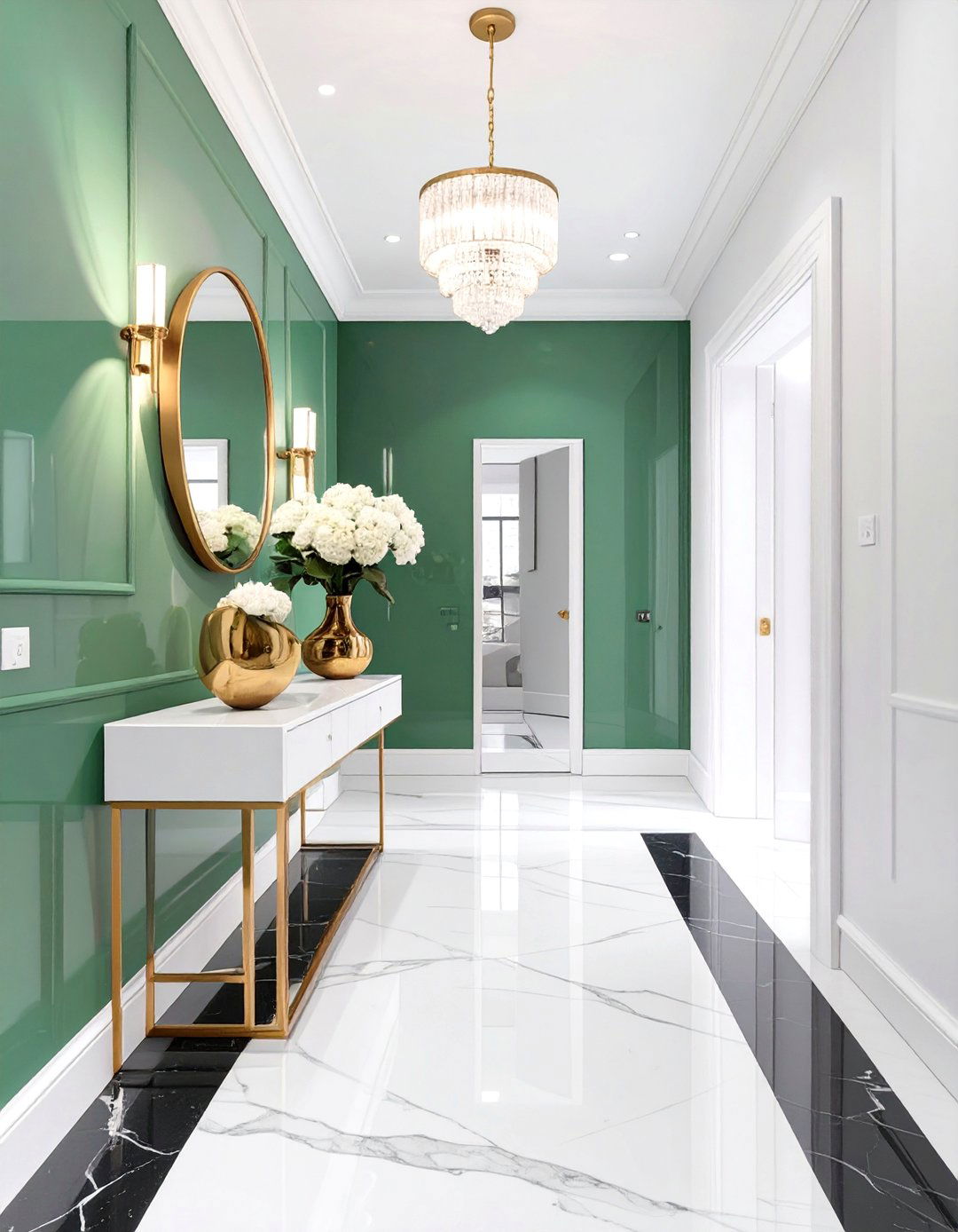 A Kelly Green Glam Entryway - 30 green interior design ideas