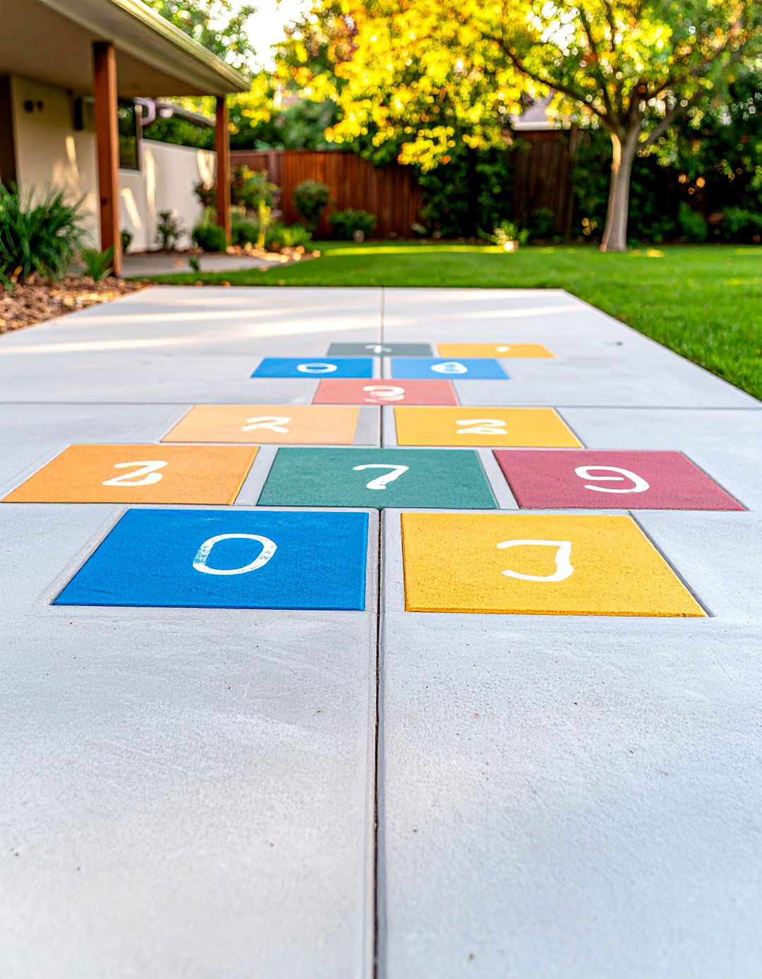 A Kid Friendly Concrete Slab for Games - 30 backyard concrete ideas