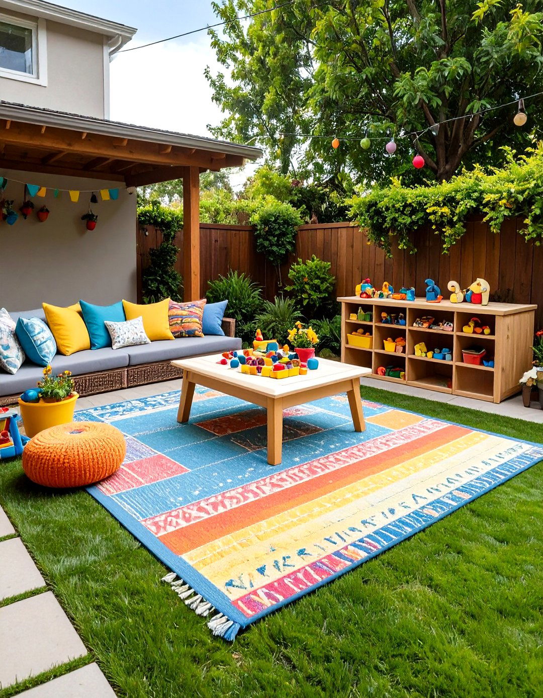 A Kid Friendly Play Zone Patio - 30 easy patio ideas