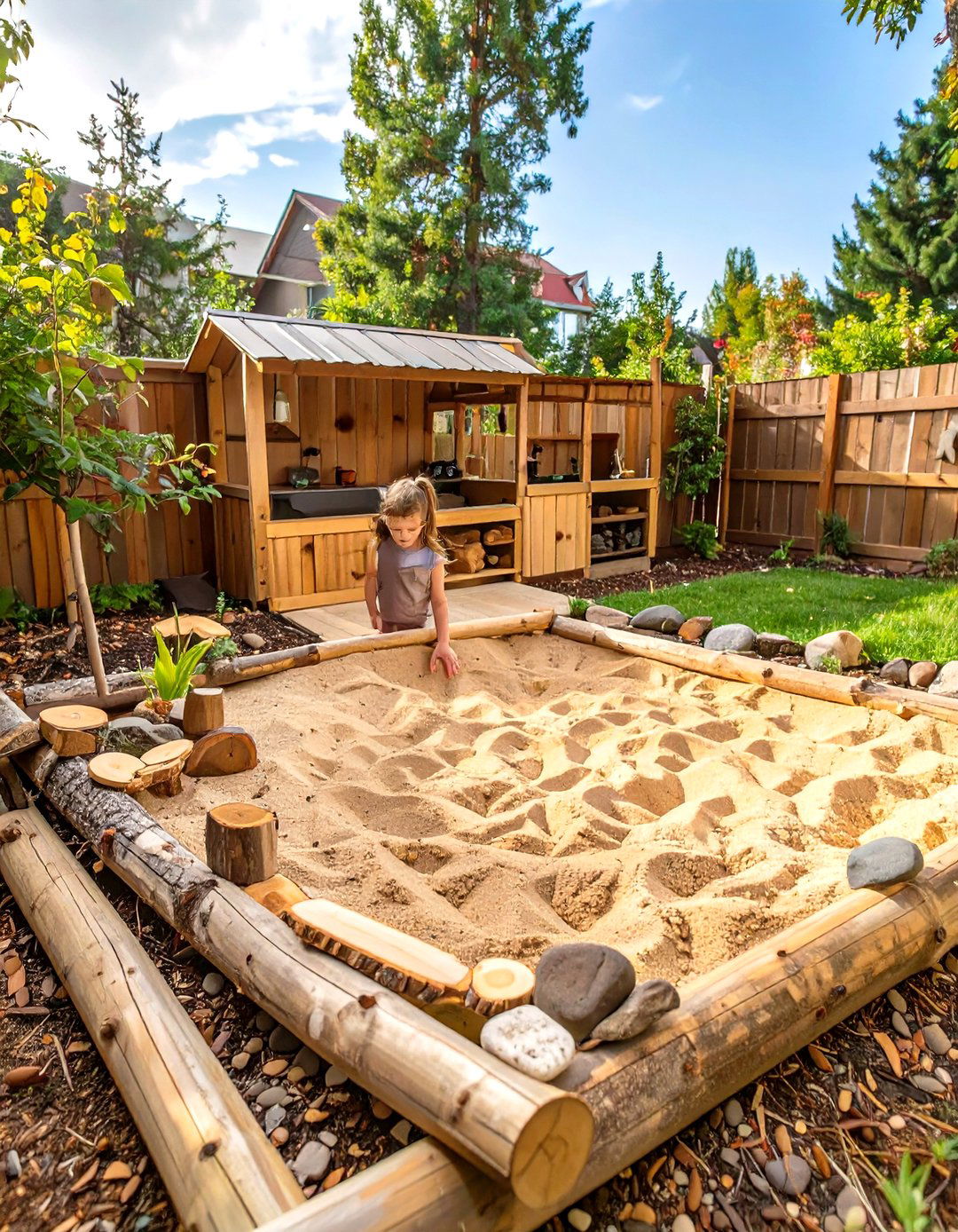 A Kids Nature Play Zone Backyard - 30 cheap backyard ideas