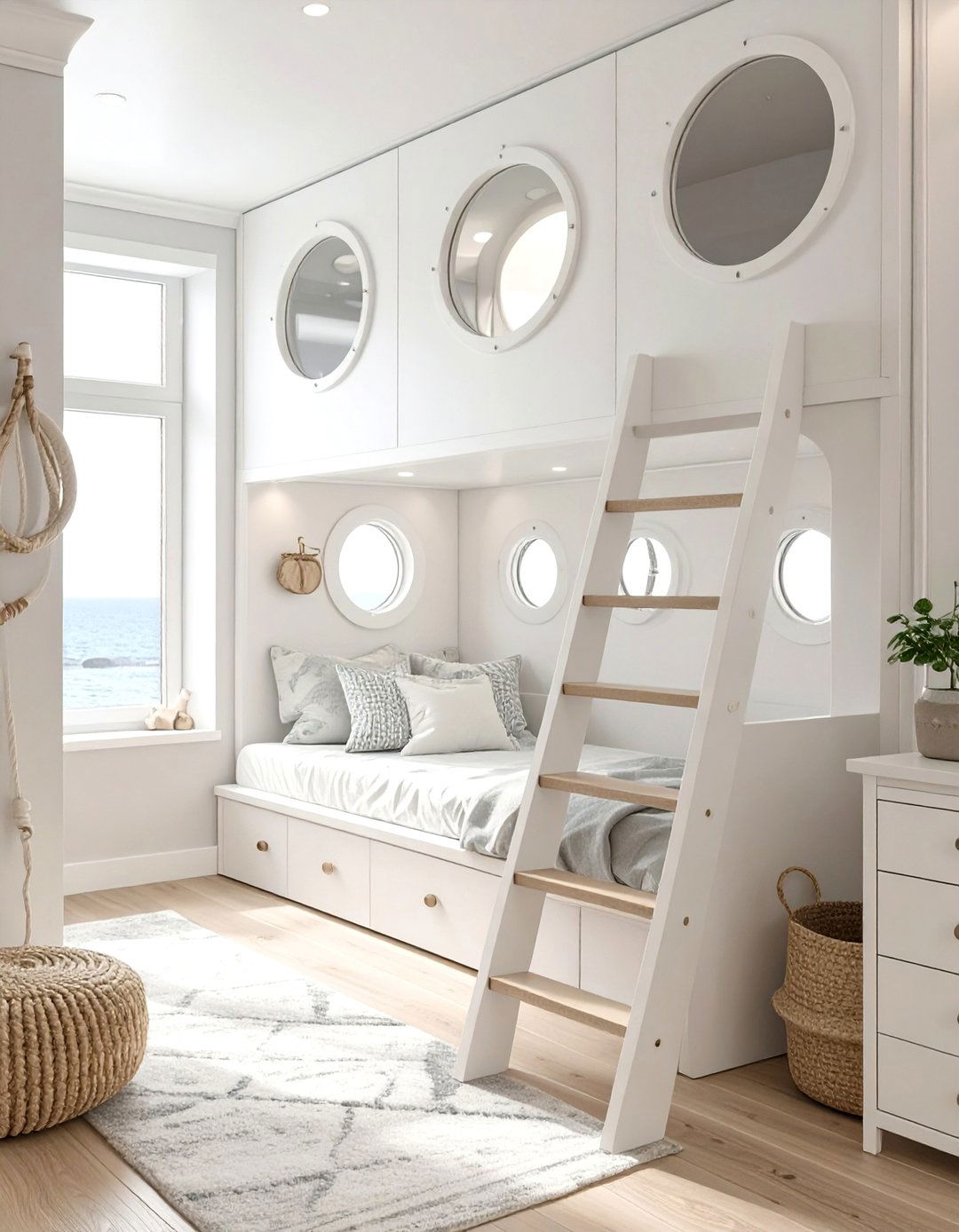 A Kids Room with a Bunk Bed Nook - 30 coastal interior design ideas