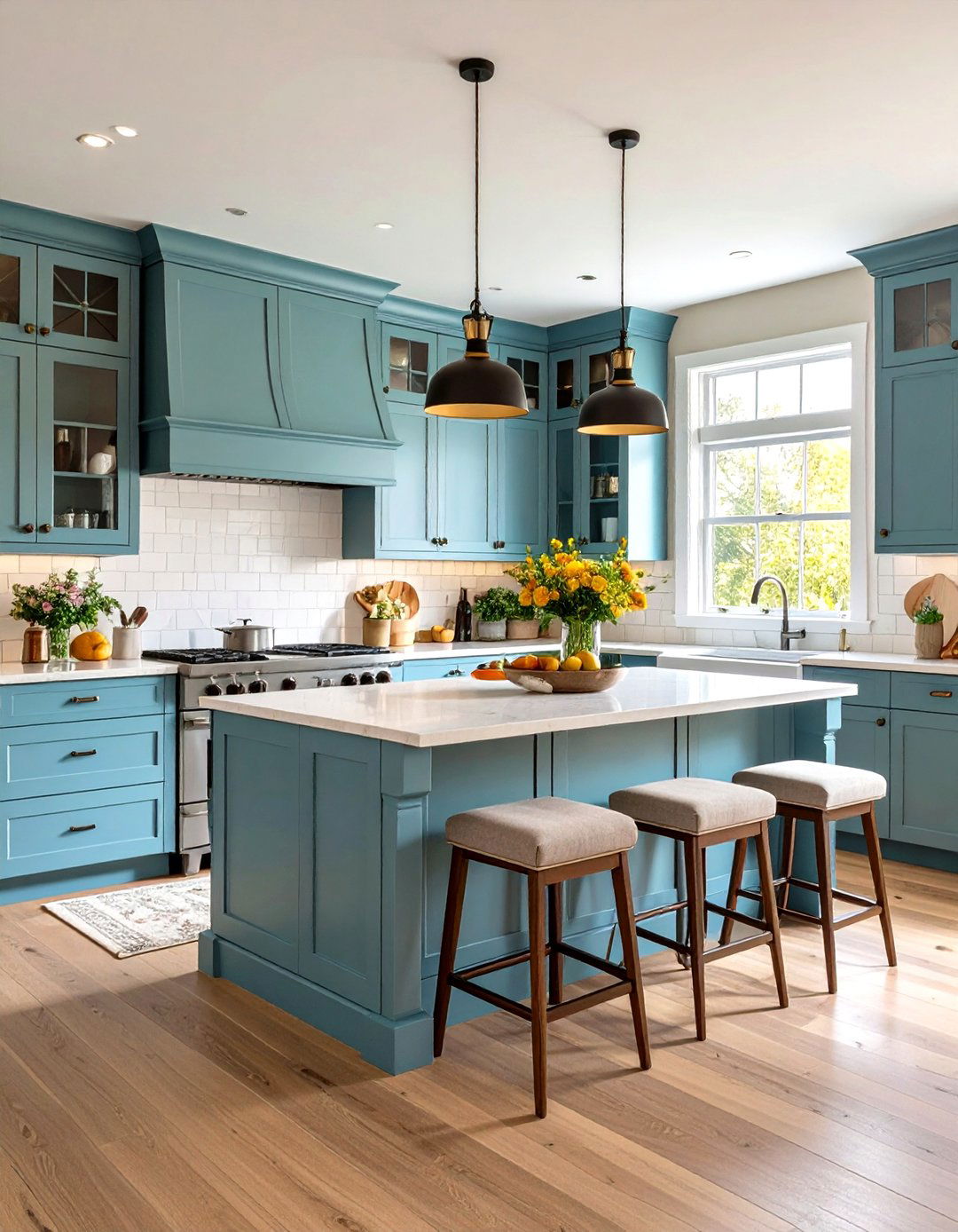 A Kitchen Island with a Built in Banquette - 30 kitchen island decorating ideas