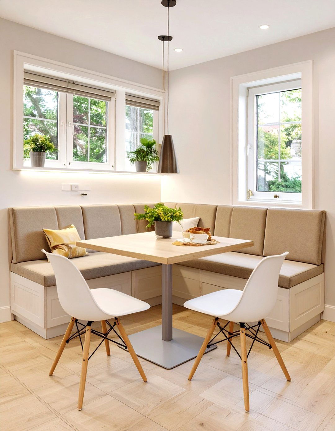 A Kitchen Nook with Banquette Seating - 30 asymmetrical balance in interior design ideas
