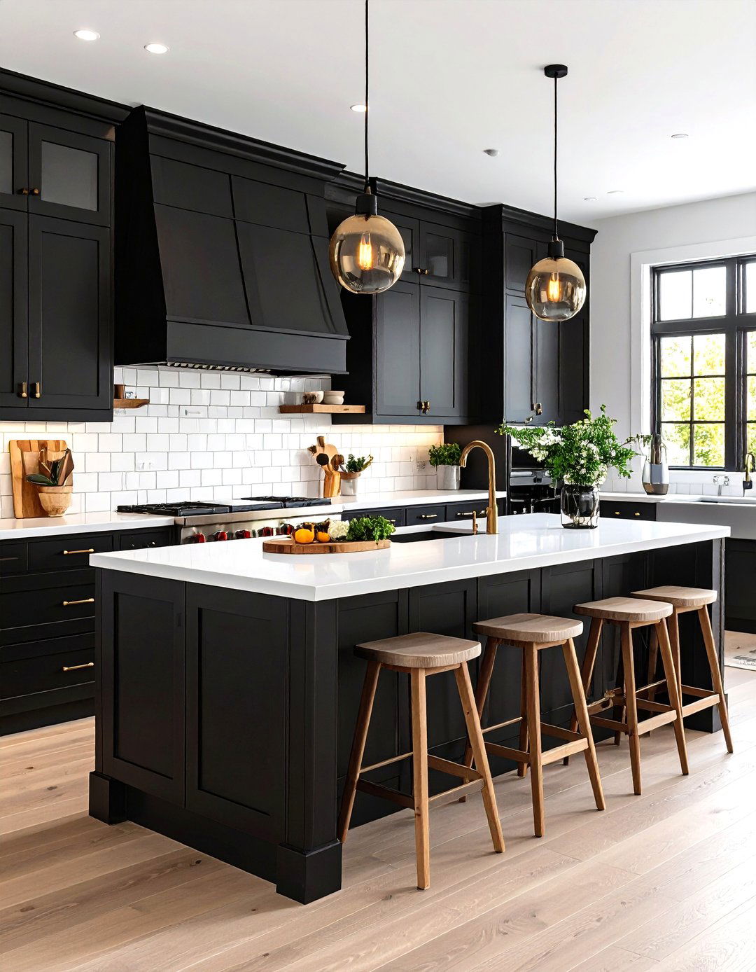 A Kitchen with Contrasting Black and White - 30 farmhouse kitchen decor ideas