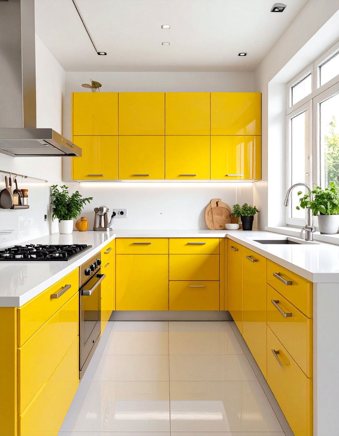 A Kitchen with High Gloss Colorful Cabinets - 30 mcm interior design ideas