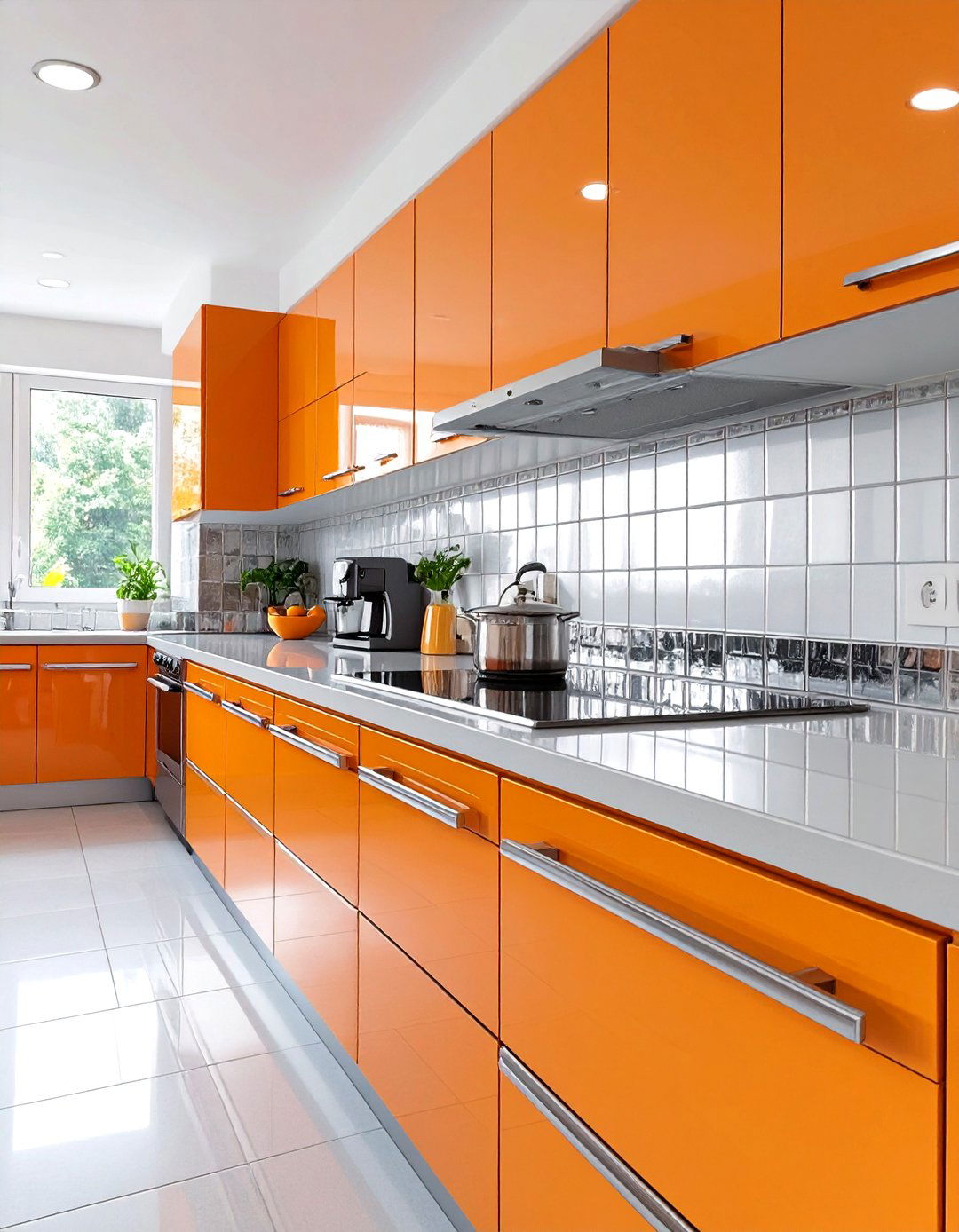 A Kitchen with High Gloss Finishes - 30 mid century interior design ideas