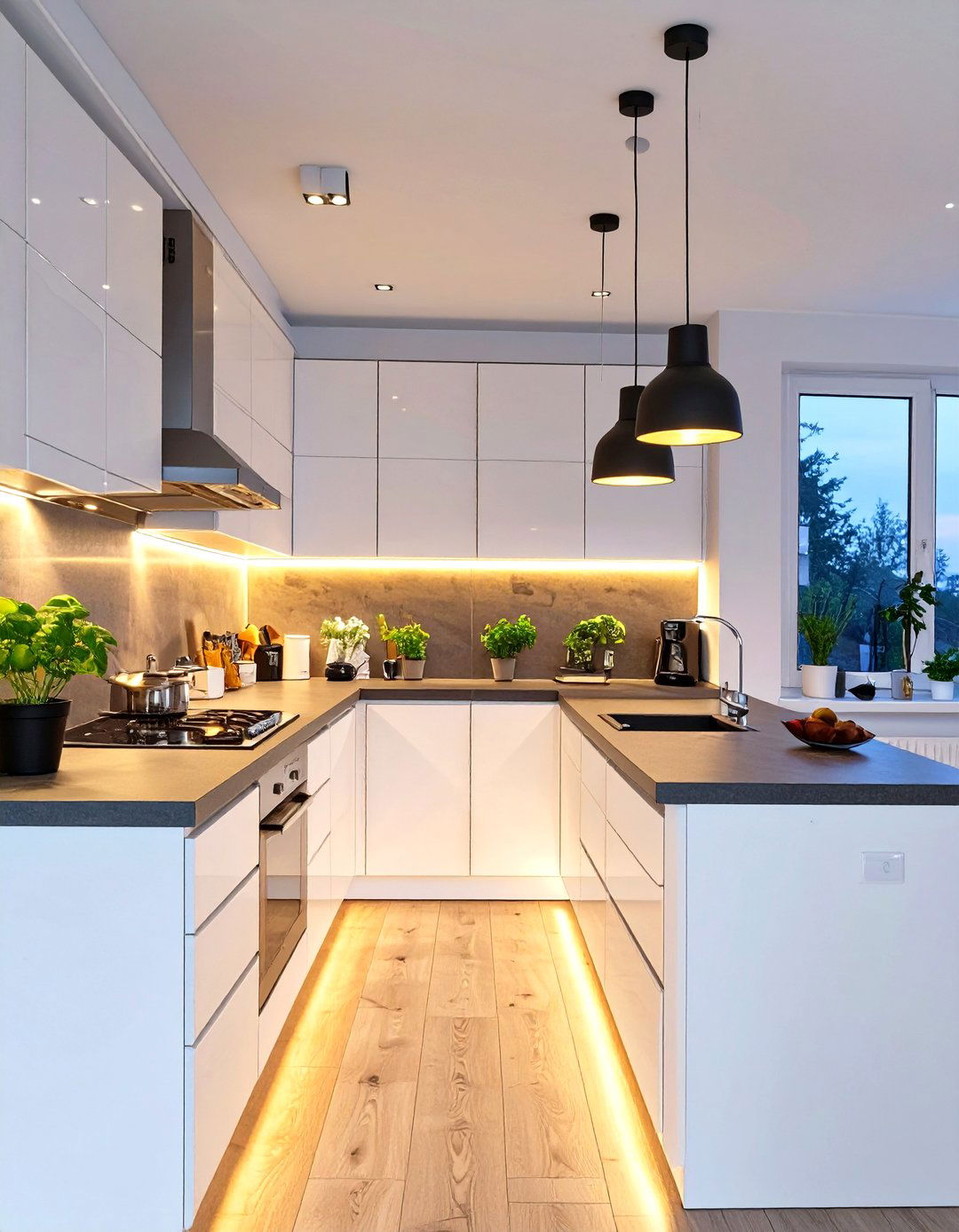 A Kitchen with Layered Lighting - 30 cozy kitchen decorating ideas