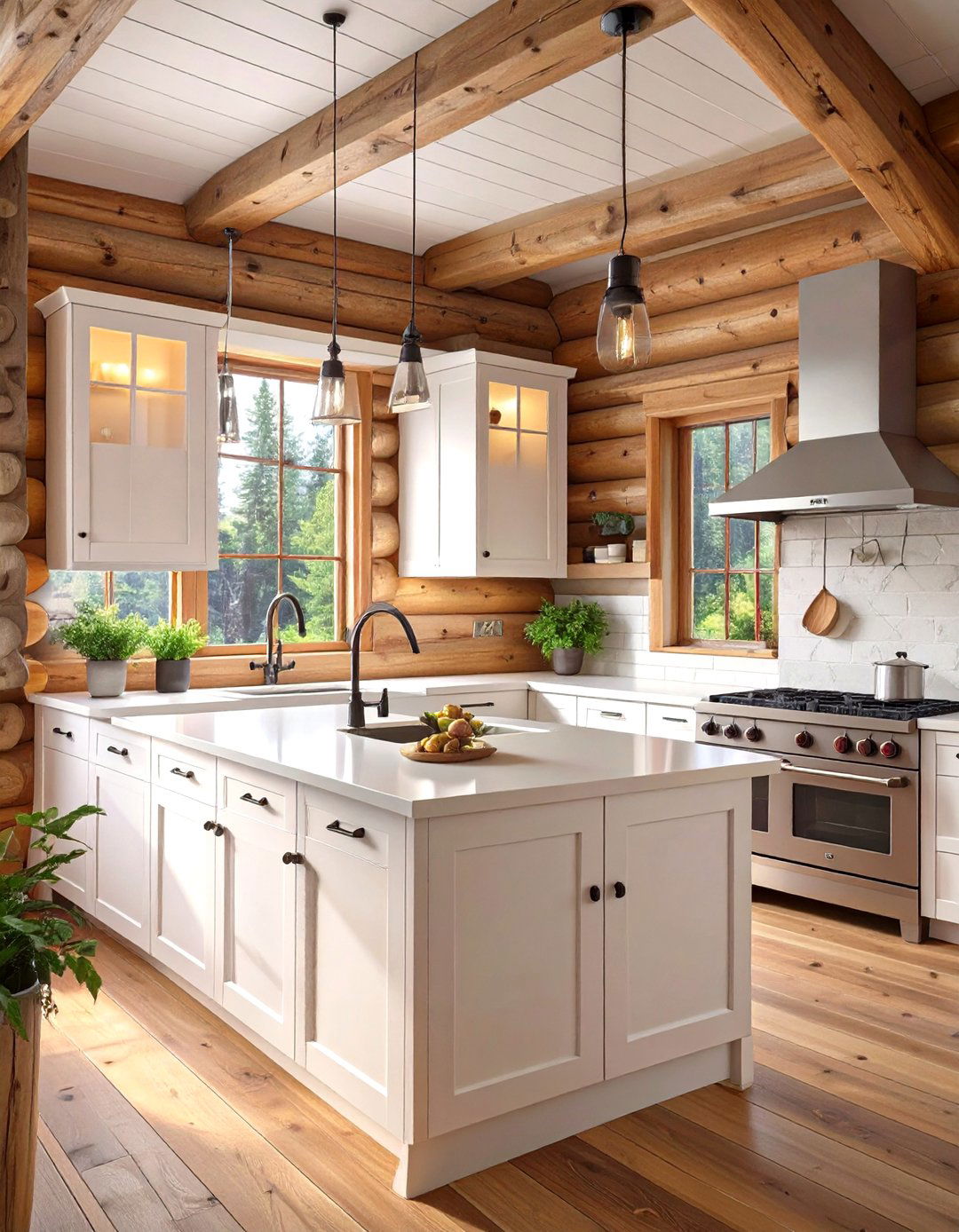 A Kitchen with Sleek Handleless Cabinetry - 30 modern log cabin kitchen ideas