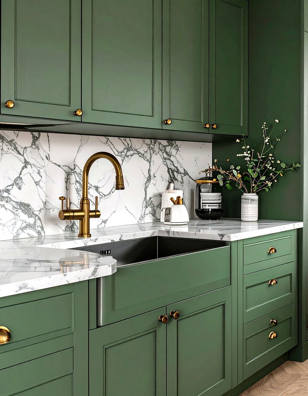 A Kitchen with Unlacquered Brass Fixtures - 30 old money interior design ideas
