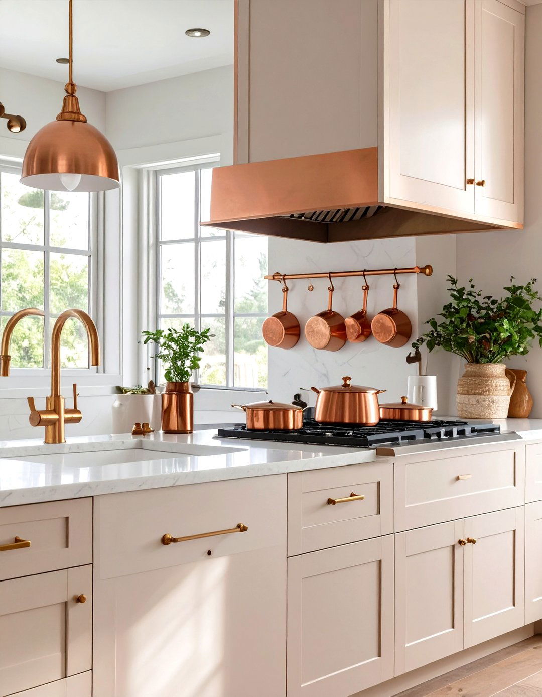 A Kitchen with Warm Metal Accents - 30 cozy kitchen decorating ideas