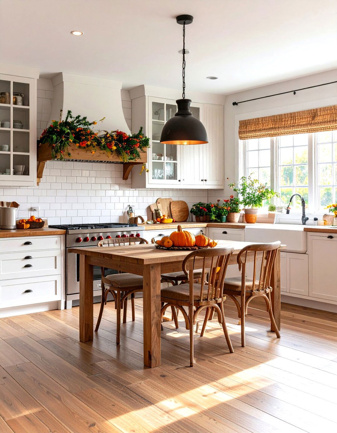 A Kitchen with a Built In Dining Nook - 30 farmhouse kitchen decor ideas