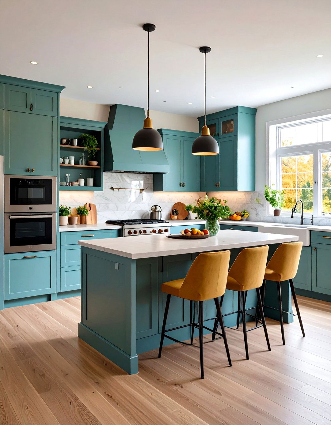 A Kitchen with a Built in Dining Nook - 30 limited space small l shaped kitchen design ideas