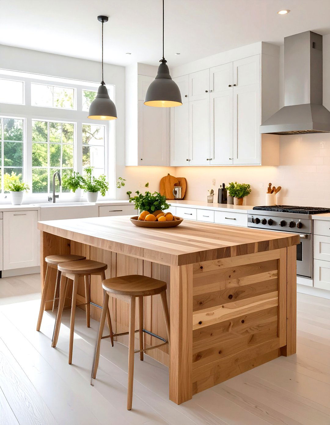 A Kitchen with a Butcher Block Island - 30 cozy kitchen decorating ideas