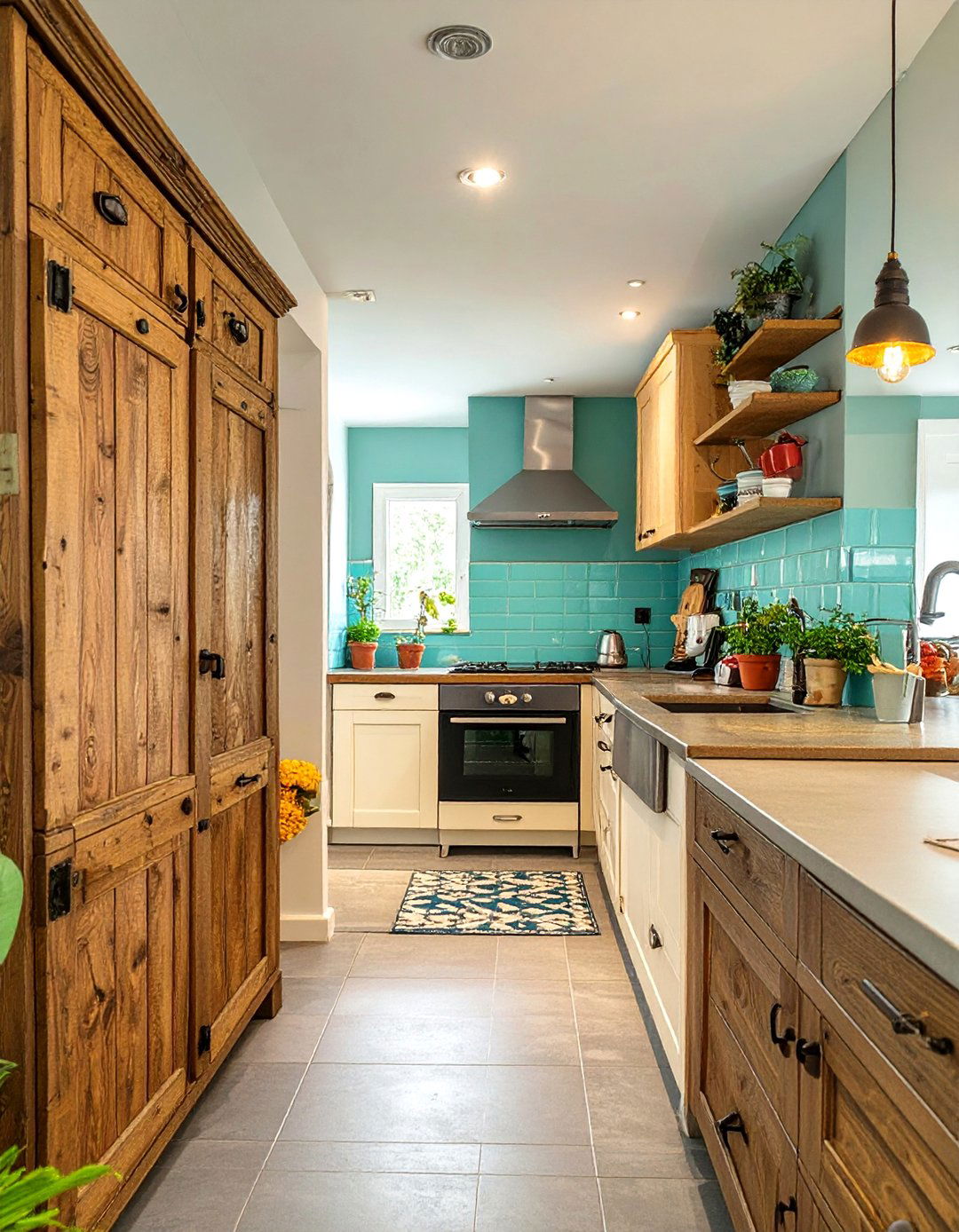 A Kitchen with a Freestanding Pantry - 30 cabin kitchen ideas