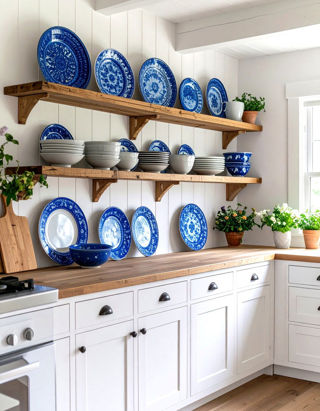 A Kitchen with a Plate Rack Wall - 30 farmhouse kitchen decor ideas