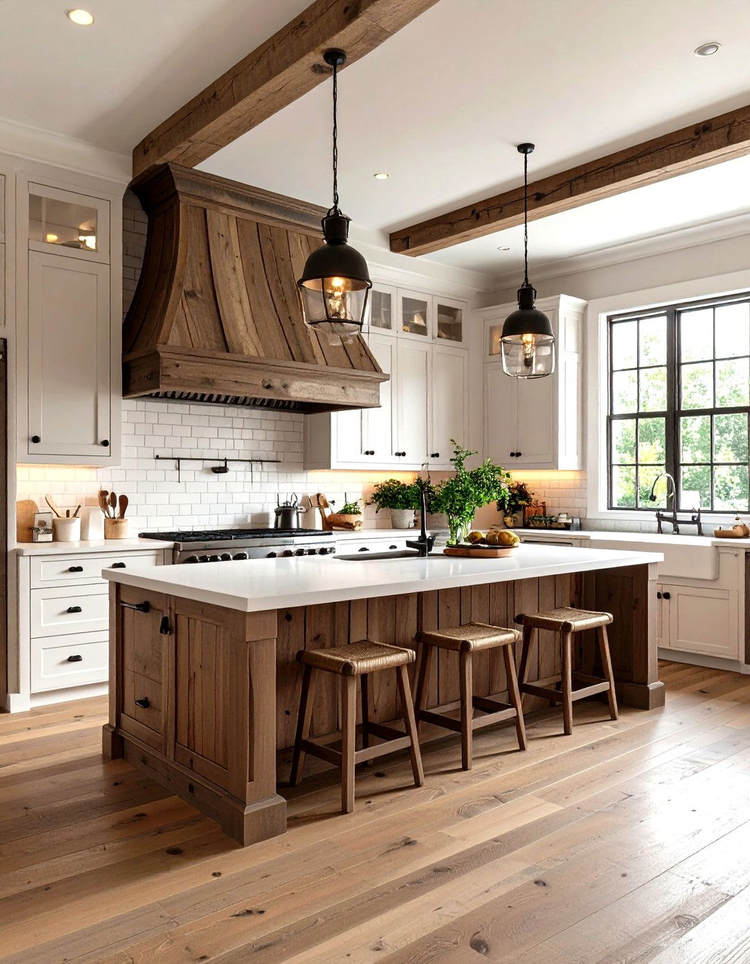 A Kitchen with a Statement Range Hood - 30 farmhouse kitchen decor ideas
