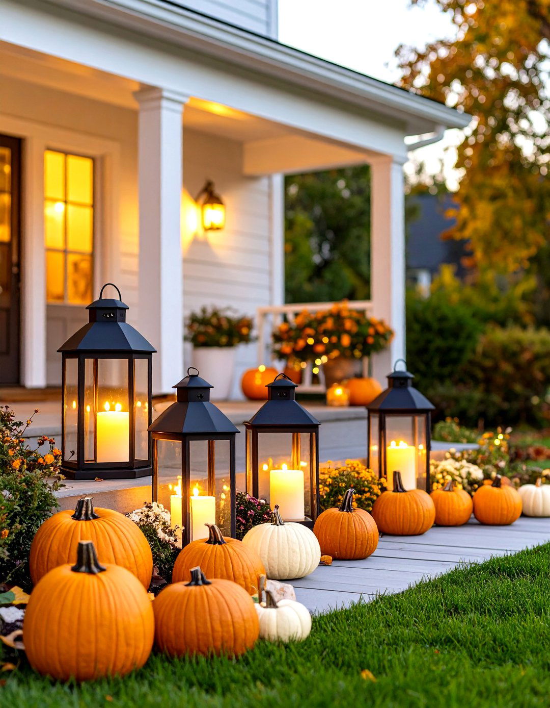 A Lantern Lit Front Porch - 30 fall front porch ideas