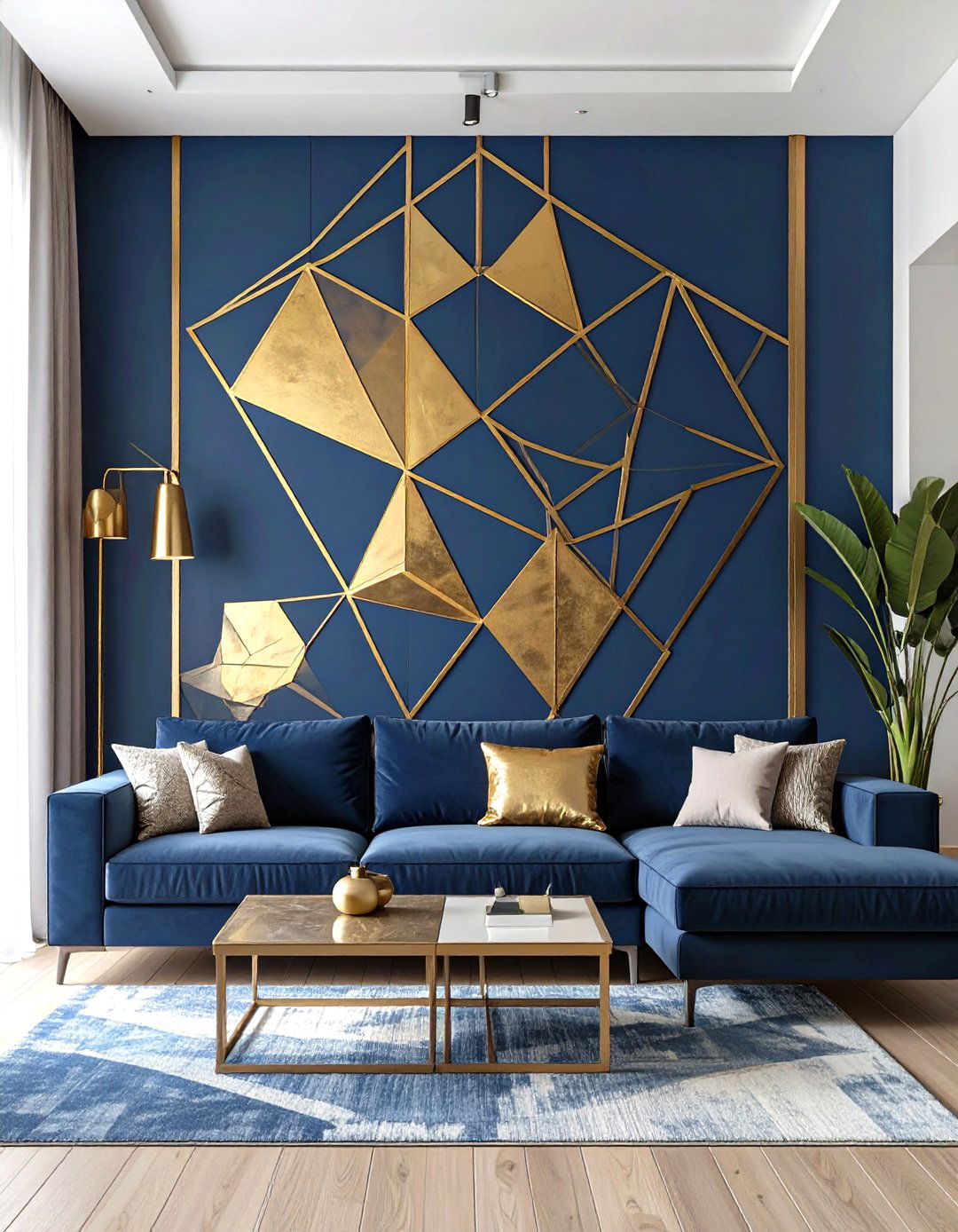 A Large Scale Geometric Decal - 30 modern large wall decor ideas for living room