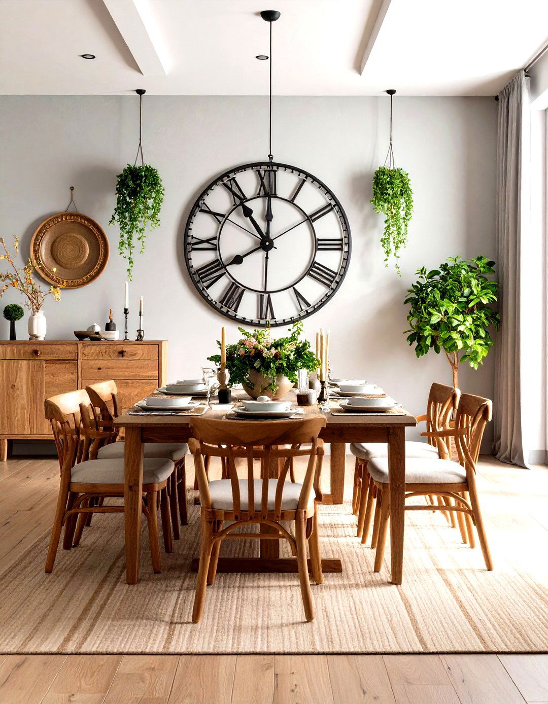 A Large Simple Wall Clock - 30 rustic dining room ideas