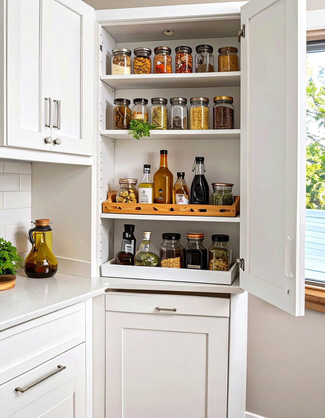 A Lazy Susan for Corner Cabinets - 30 small kitchen organization ideas