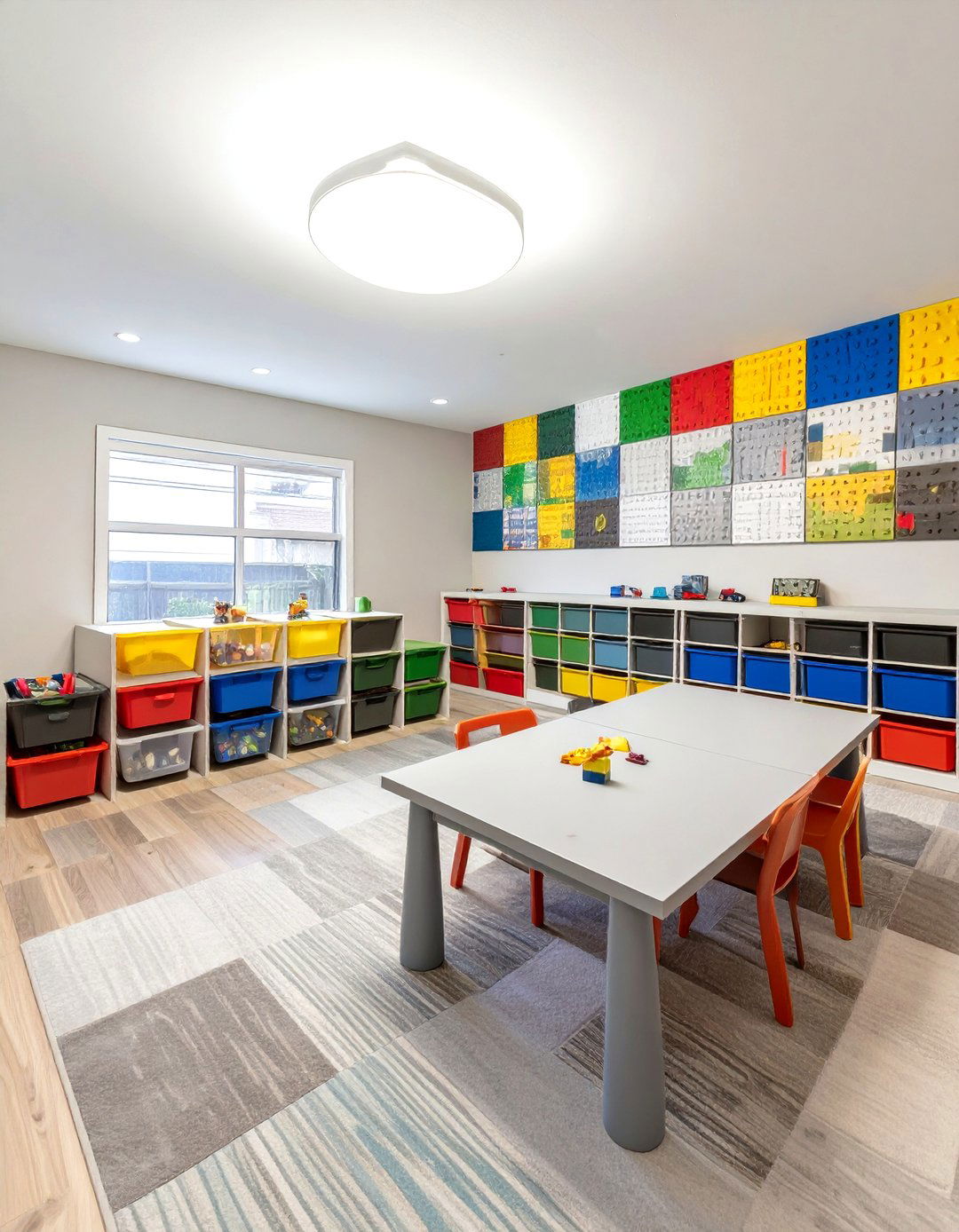 A Lego Building Zone Playroom - 30 basement playroom ideas