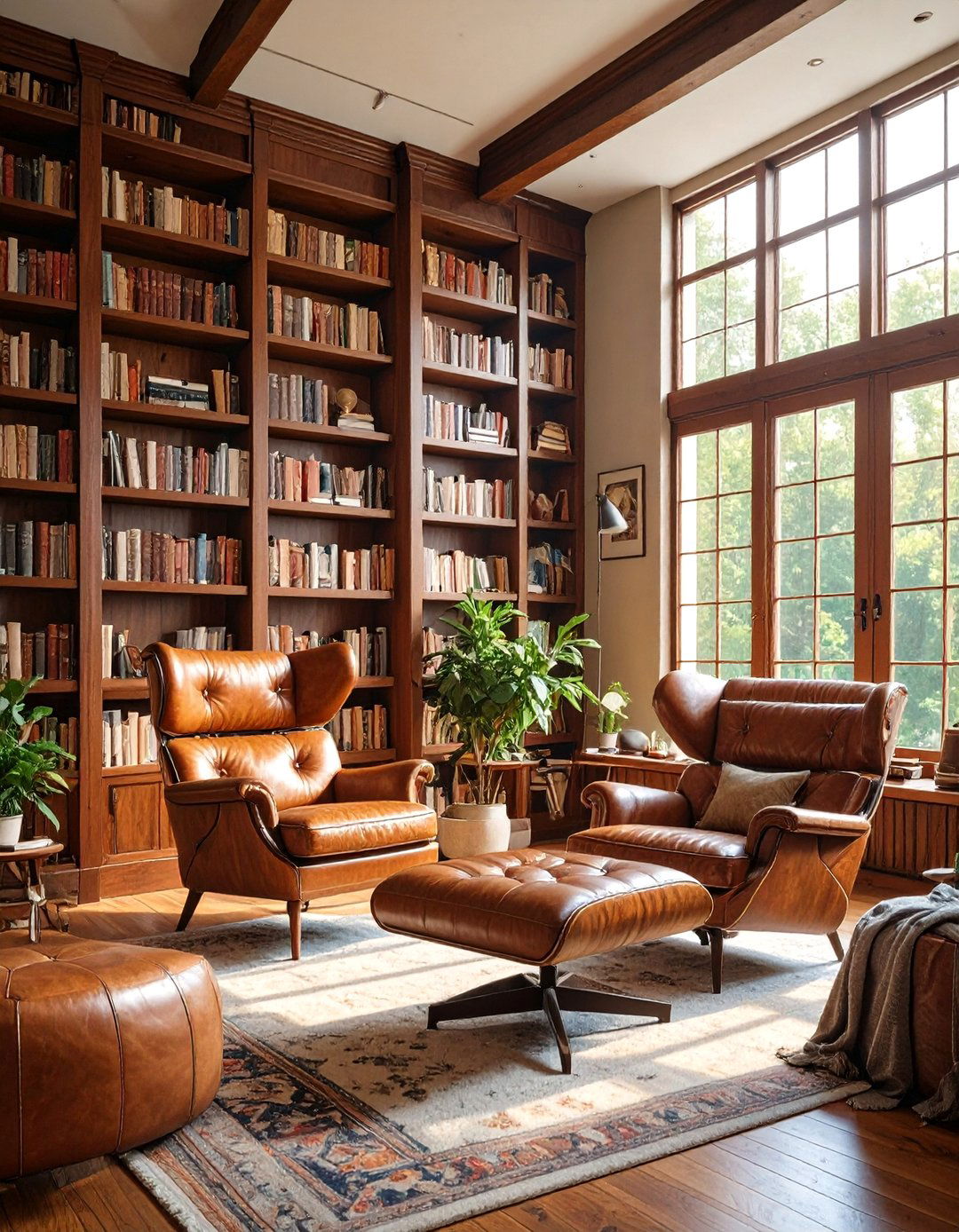A Library and Lounge Living Room - 30 ai mid-century living room ideas