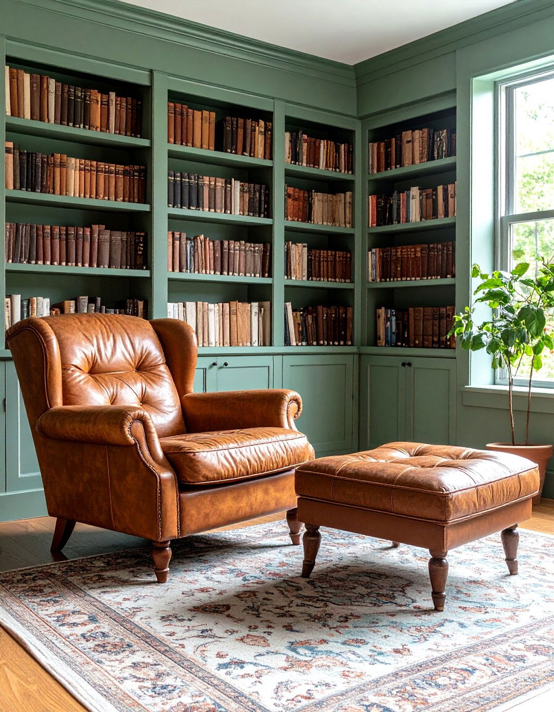 A Library with Built In Bookshelves - 30 1940s interior design ideas