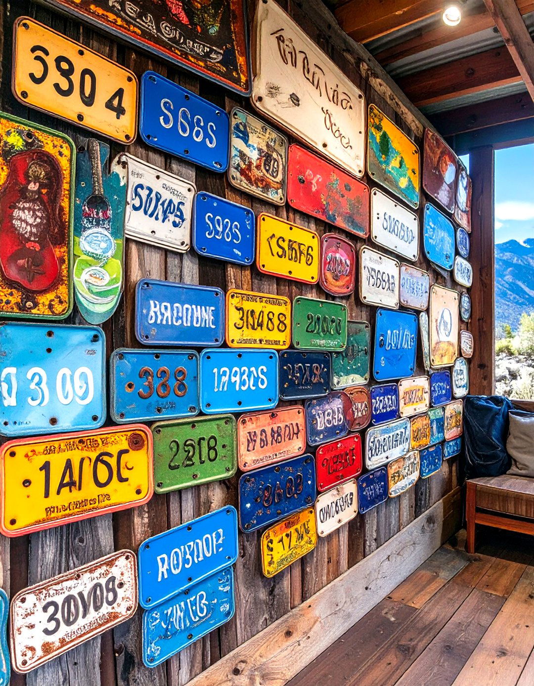 A License Plate Wall Art Display - 30 shed man cave ideas on a budget