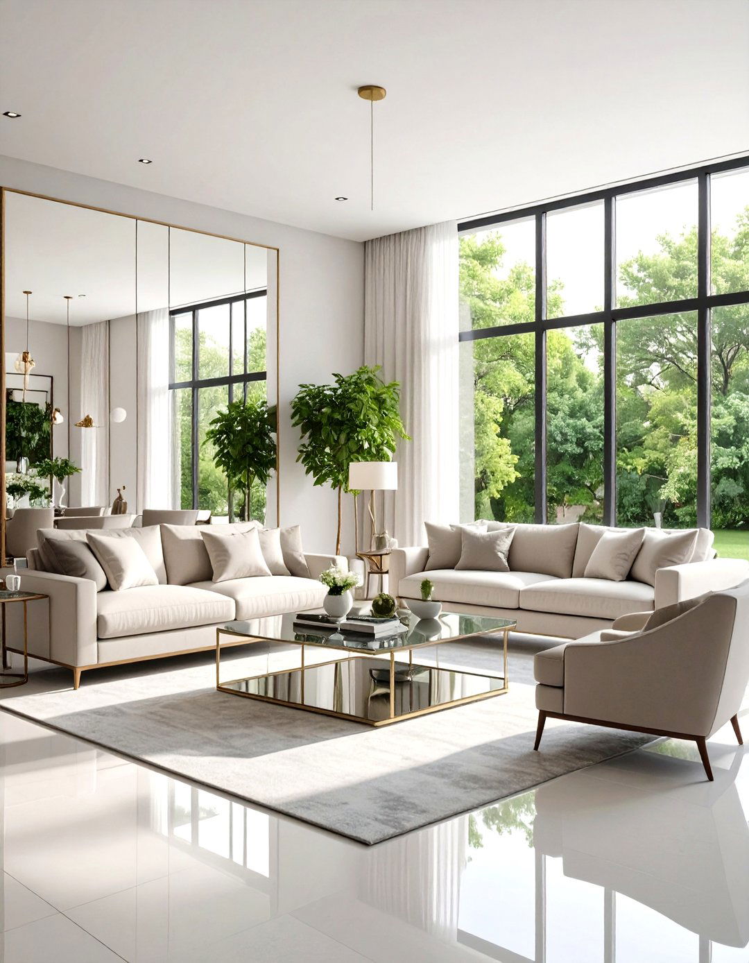 A Light Reflecting Mirrored Living Room - 30 living room ideas for small spaces