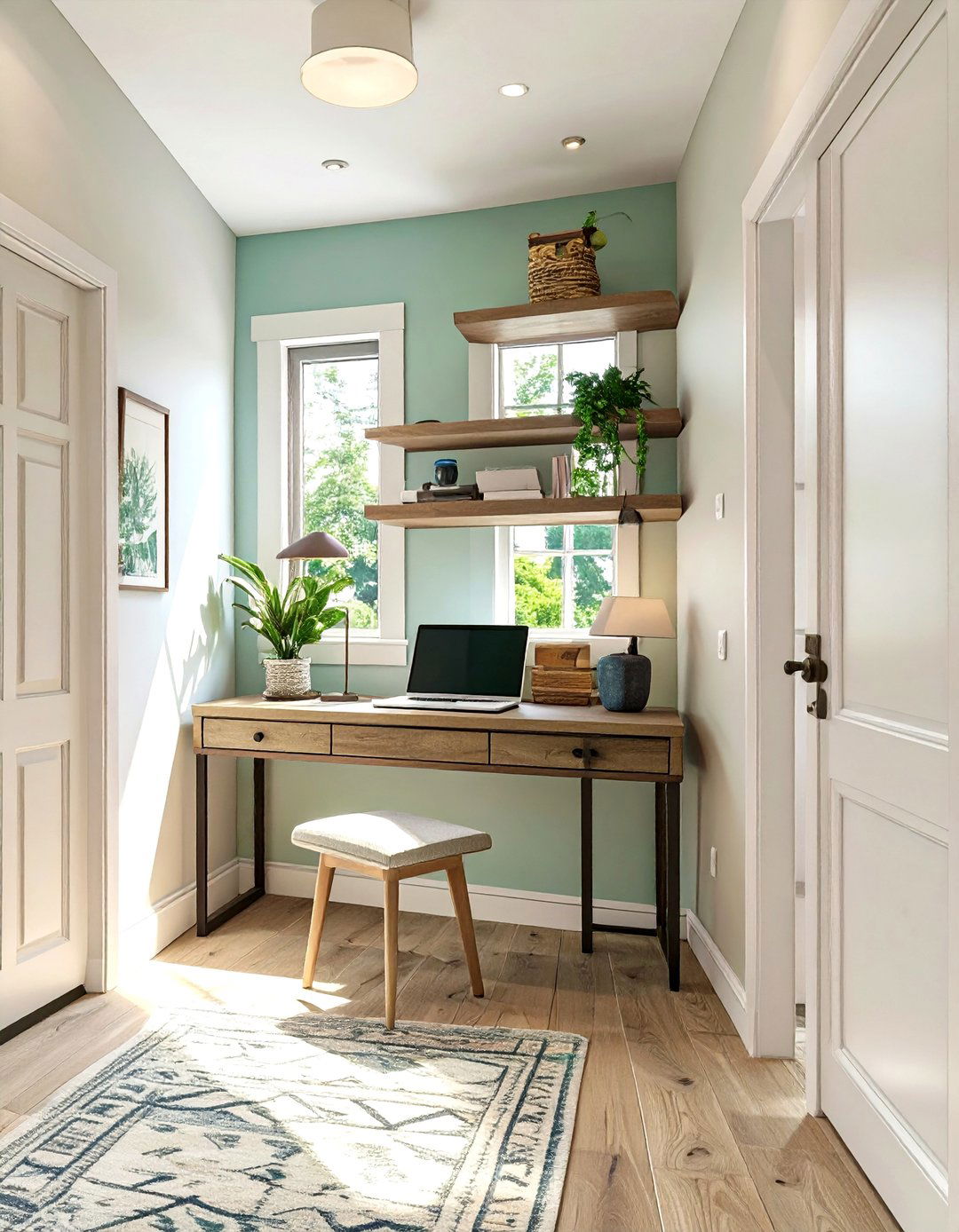 A Light and Airy Hallway Office - 30 at home office ideas