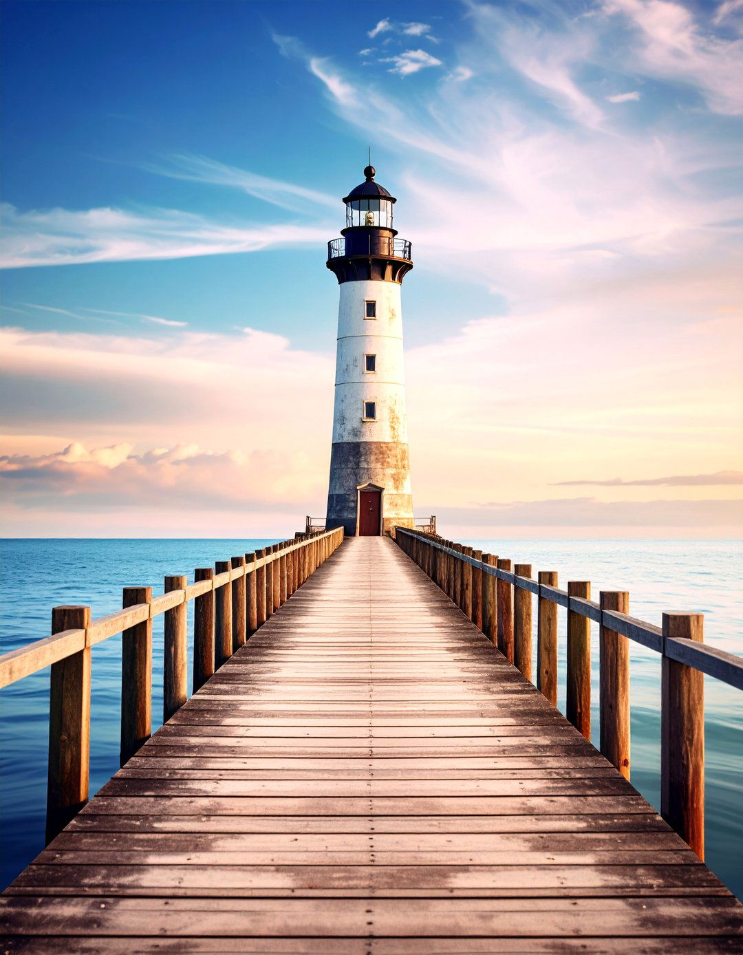 A Lighthouse at the End of a Pier - 30 landscape drawing ideas