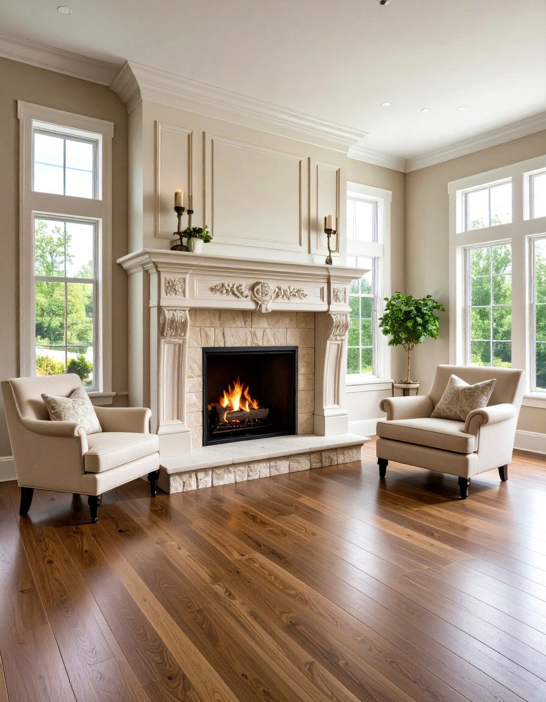 A Limestone Living Room Fireplace Surround - 30 living room fireplace ideas