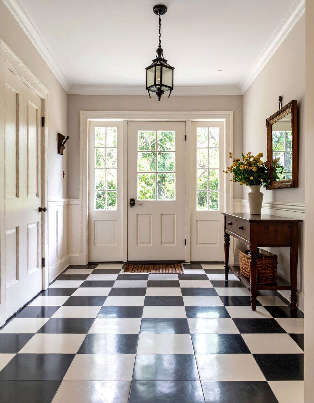 A Linoleum Floored Entryway and Hall - 30 1940s interior design ideas