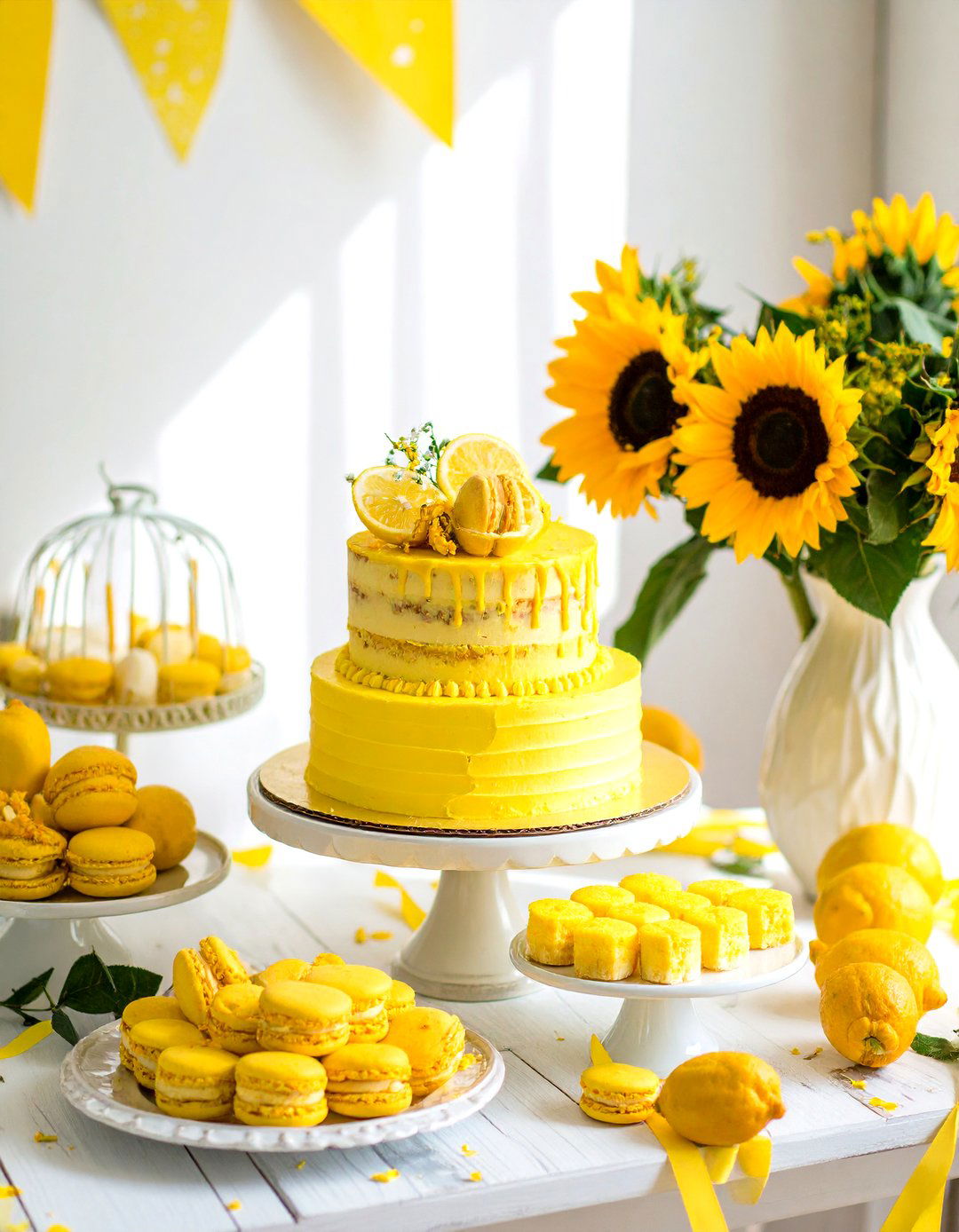 A Little Sunshine Lemon Themed Dessert Display - 30 baby shower dessert ideas