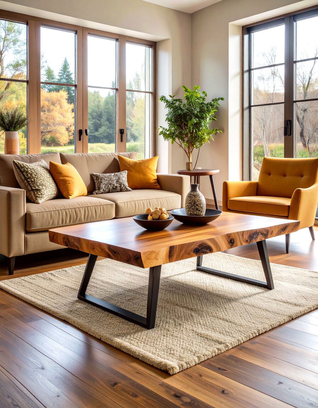 A Live Edge Wood Table - 30 rustic interior design ideas