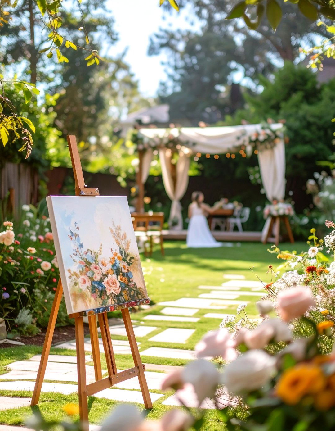A Live Painter to Capture the Scene - 30 small backyard wedding ideas