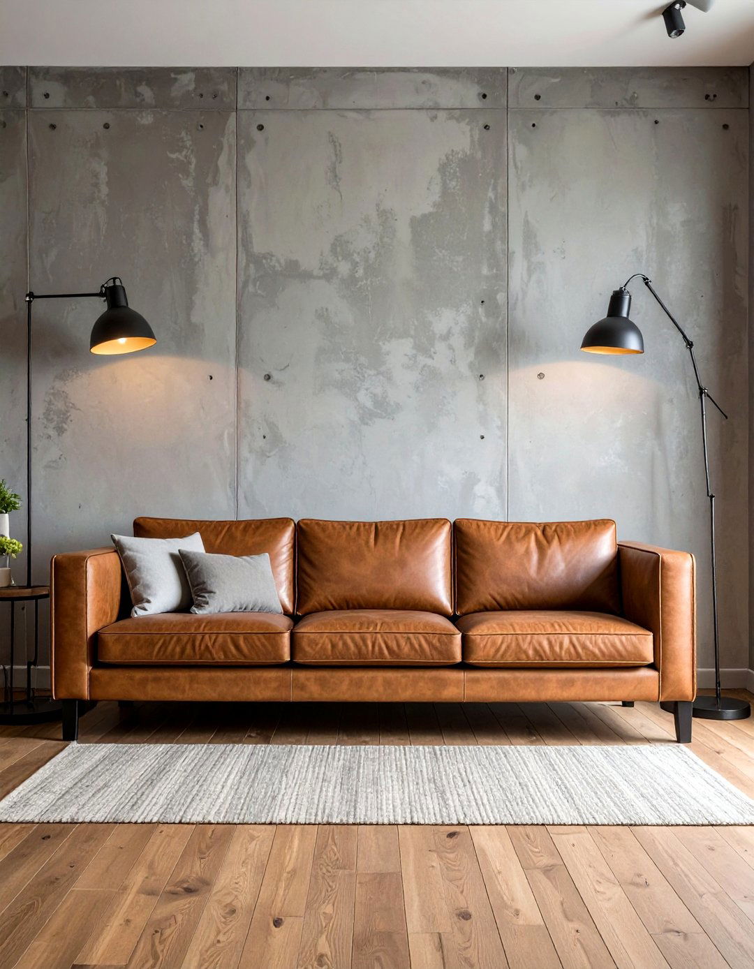 A Living Room with Concrete Finish - 30 accent wall ideas living room