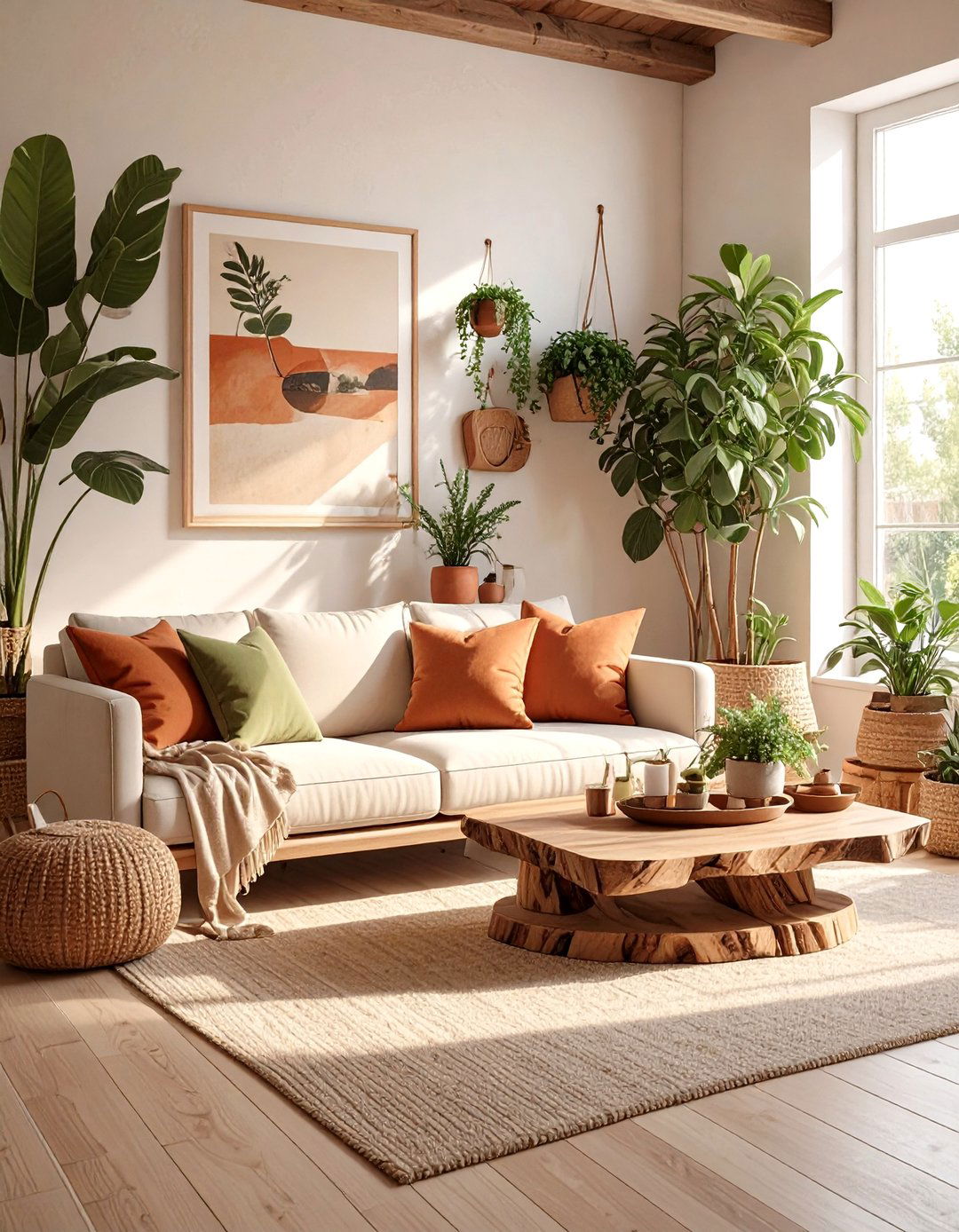 A Living Room with Earthy Tones - 30 beige couch living room ideas