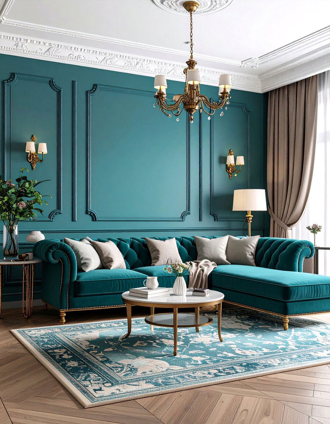 A Living Room with Picture Frame Molding - 30 accent wall ideas living room