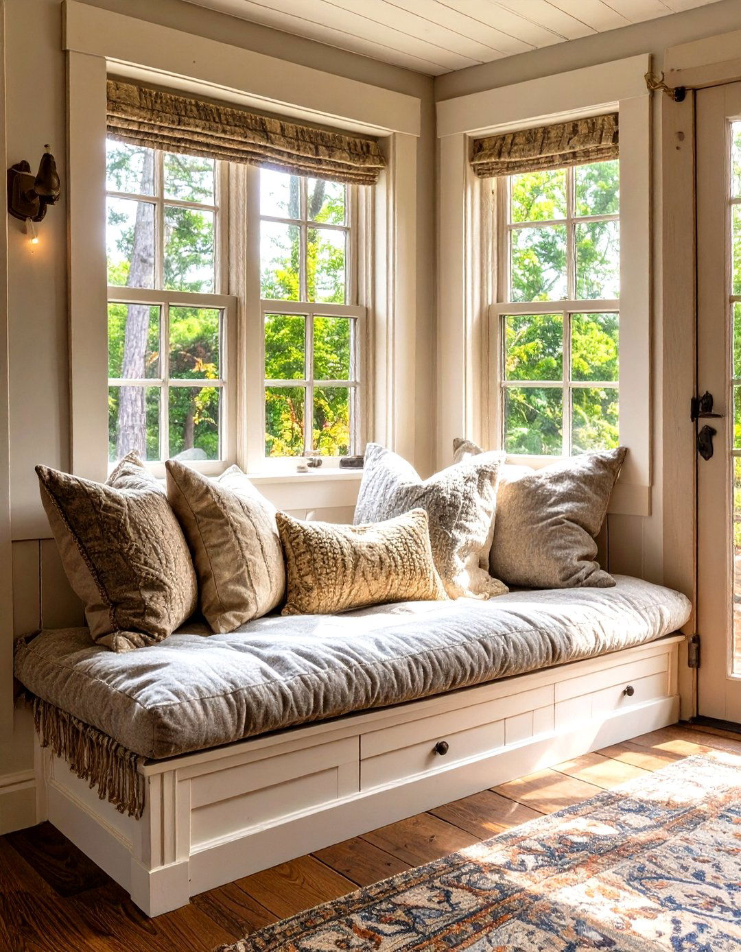 A Living Room with a Charming Window Seat - 30 cottage living room ideas