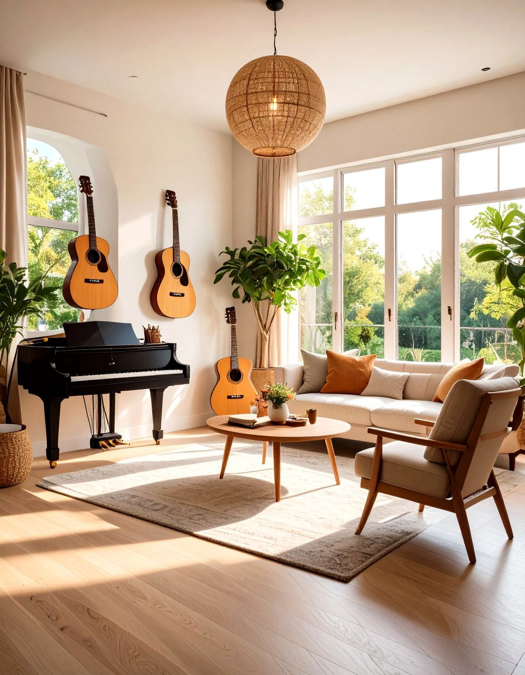 A Living Room with a Music Corner - 30 l shaped living room ideas