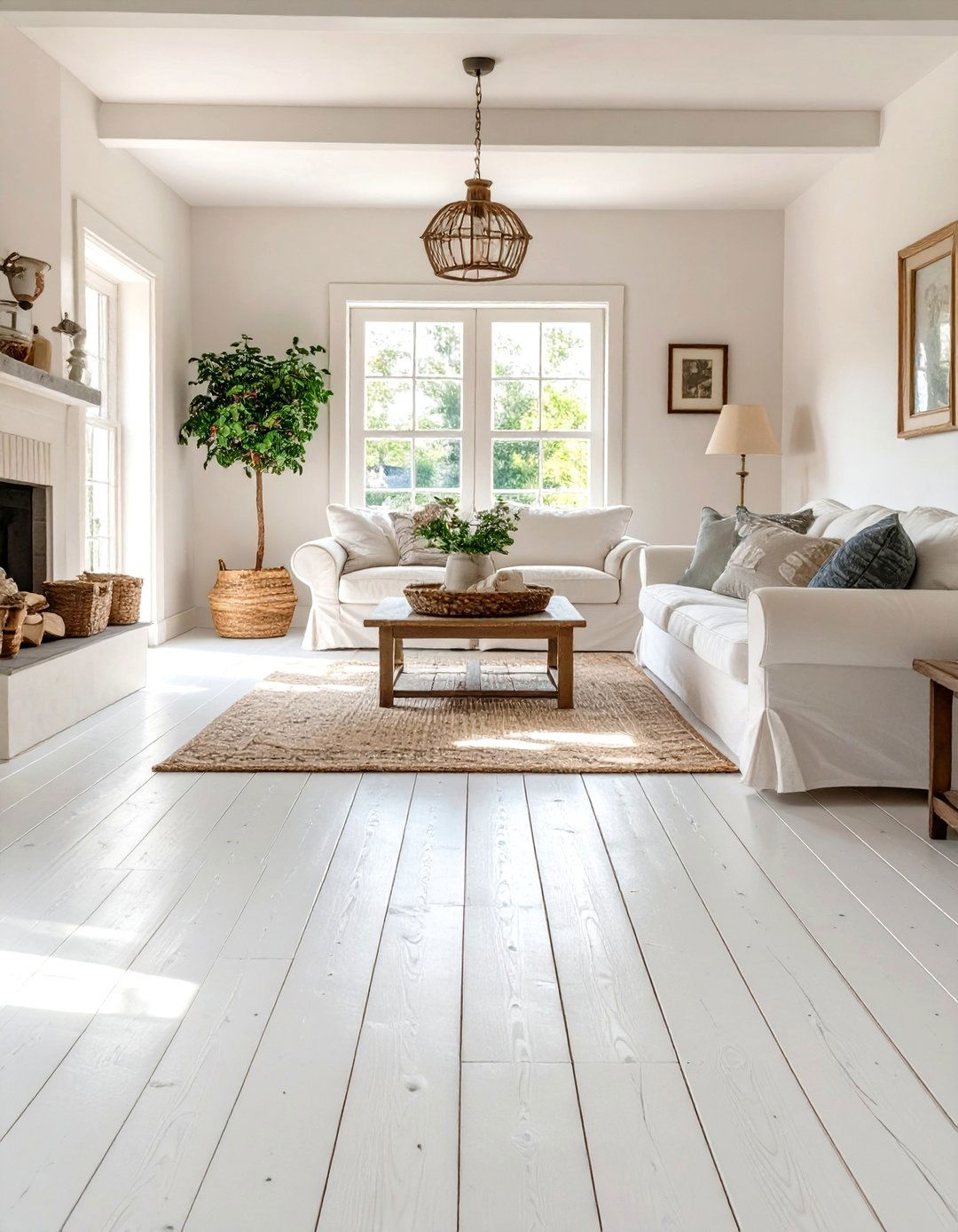 A Living Room with a Painted Wood Floor - 30 cottage living room ideas