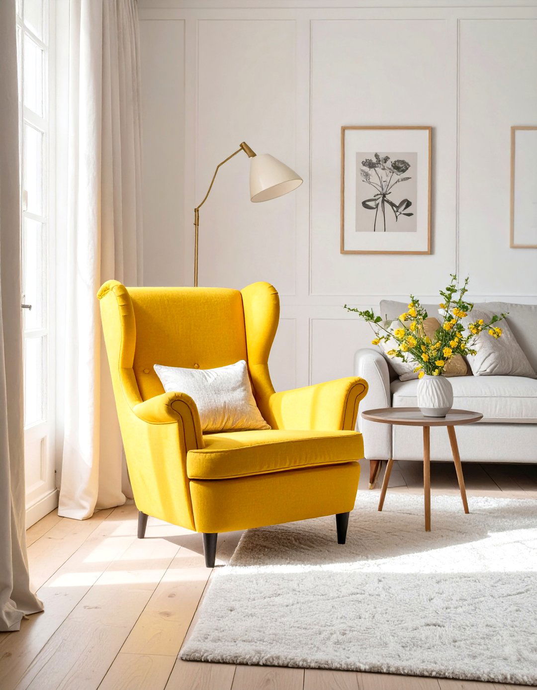 A Living Room with a Pop of Cheerful Color - 30 cottage living room ideas