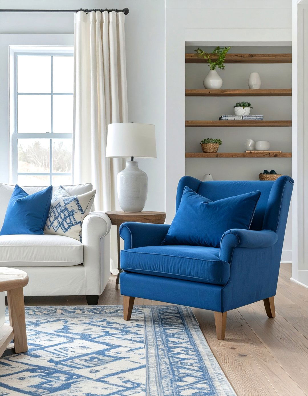A Living Room with a Pop of Color - 30 modern farmhouse living room ideas