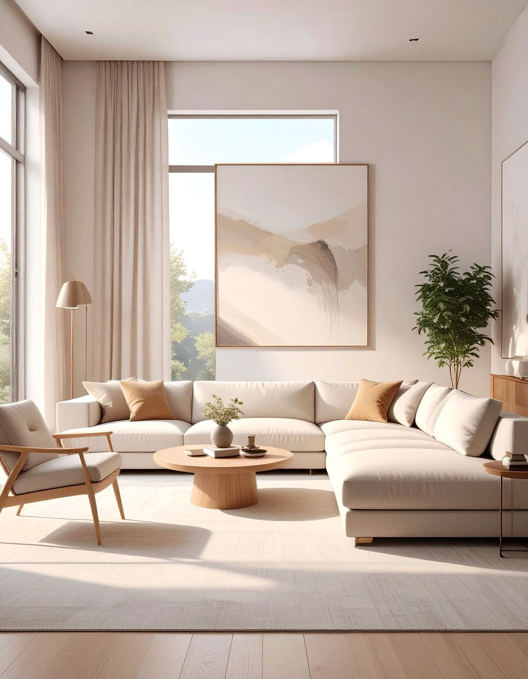 A Living Room with a Sectional Sofa - 30 asymmetrical balance in interior design ideas