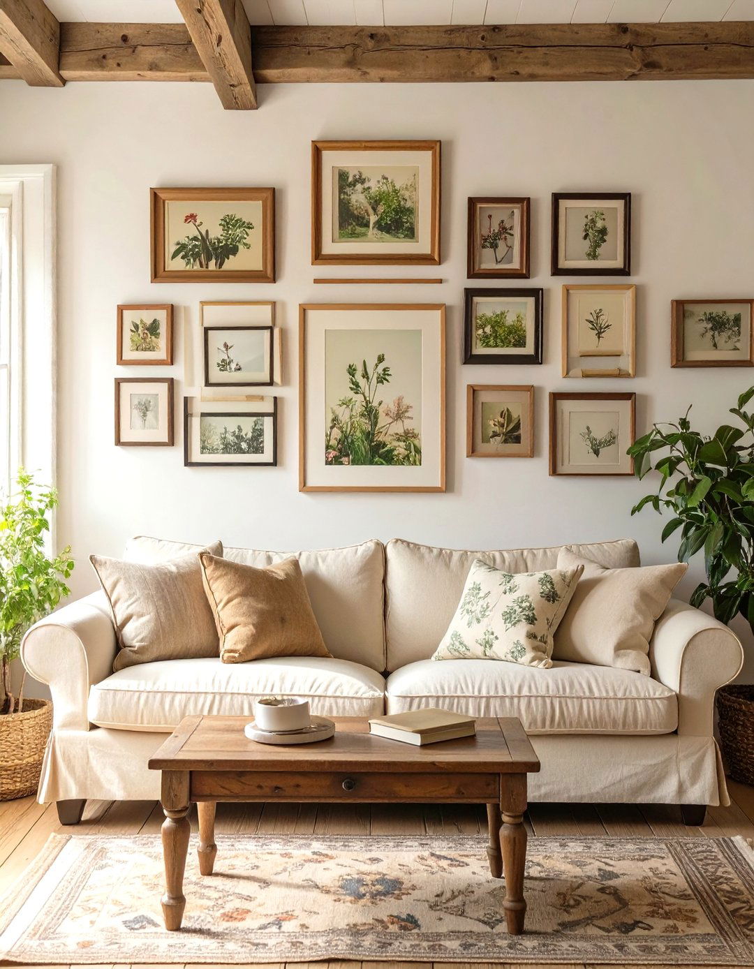 A Living Room with a Statement Gallery Wall - 30 cottage living room ideas
